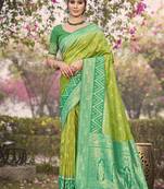 Pista green pochampalli silk blend saree | elegant traditional wedding & festive wear saree