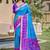 Blue pochampalli silk blend saree | elegant traditional wedding & festive wear saree