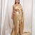 Golden cutdana border satin embroidered saree with stitched blouse
