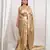 Golden cutdana border satin embroidered saree with stitched blouse