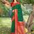 Graceful green banarasi silk blend saree with golden zari woven border & floral jaal     wedding & festive wear