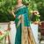 Graceful teal banarasi silk blend saree with golden zari woven border & floral jaal – wedding & festive wear