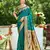 Graceful teal banarasi silk blend saree with golden zari woven border & floral jaal     wedding & festive wear