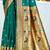 Graceful teal banarasi silk blend saree with golden zari woven border & floral jaal – wedding & festive wear
