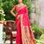 Graceful pink banarasi silk blend saree with golden zari woven border & floral jaal     wedding & festive wear