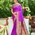 violet banarasi silk blend saree with golden zari woven border