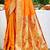 Graceful orange banarasi silk blend saree with golden zari woven border & floral jaal     wedding & festive wear