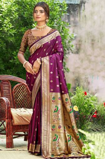 Graceful yellow banarasi silk blend saree with golden zari woven border & floral jaal     wedding & festive wear