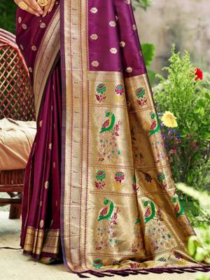 yellow banarasi silk blend saree with golden zari woven border 3