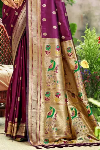 yellow banarasi silk blend saree with golden zari woven border