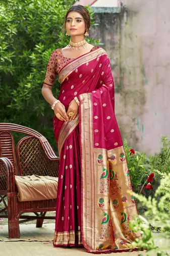 Graceful yellow banarasi silk blend saree with golden zari woven border & floral jaal – wedding & festive wear