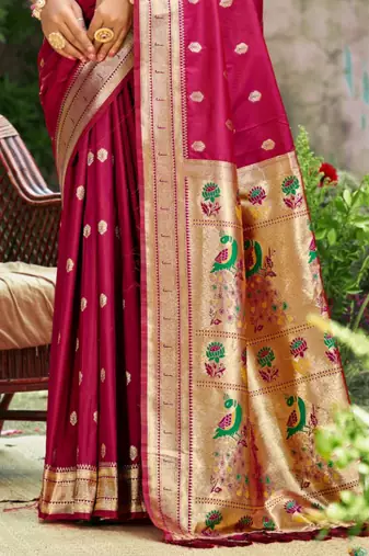 yellow banarasi silk blend saree with golden zari woven border
