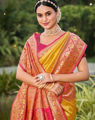 Majestic mustard kanjivaram silk blend saree  2
