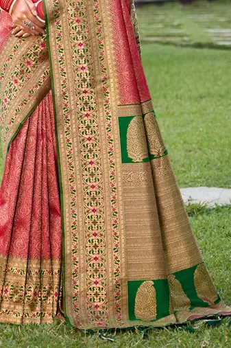 Majestic pink kanjivaram silk blend saree | bridal heritage collection | limited edition