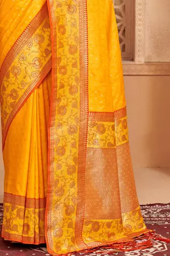 Majestic yellow kanjivaram silk blend saree 