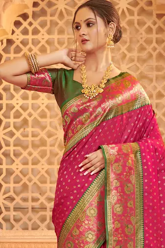 Majestic pink kanjivaram silk blend saree 