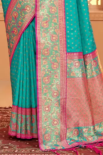 Majestic sea green kanjivaram silk blend saree 