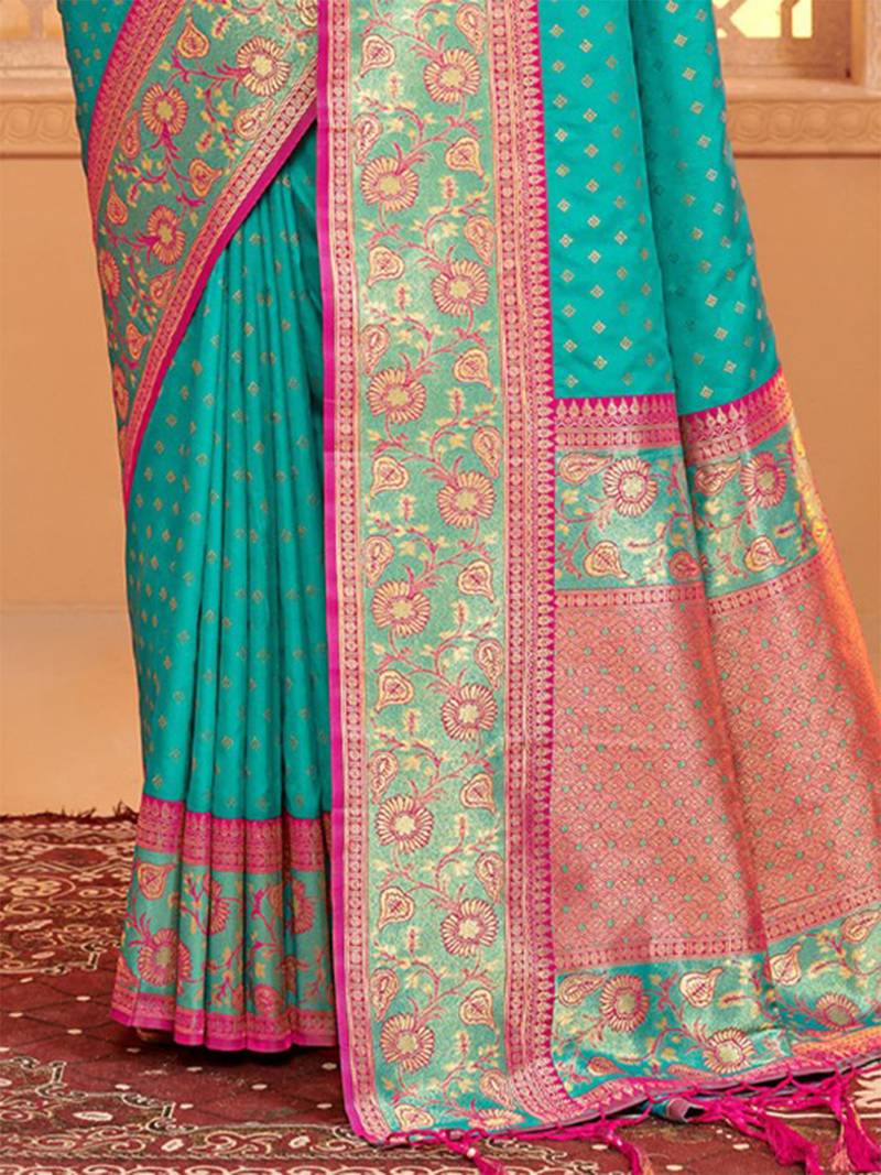 Majestic sea green kanjivaram silk blend saree | bridal heritage collection | limited edition