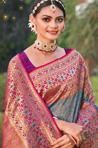 Majestic grey kanjivaram silk blend saree | bridal heritage collection | limited edition