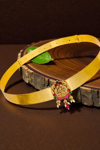 Gold plated temple design waist belt