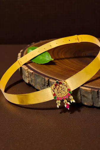 Gold plated temple design waist belt