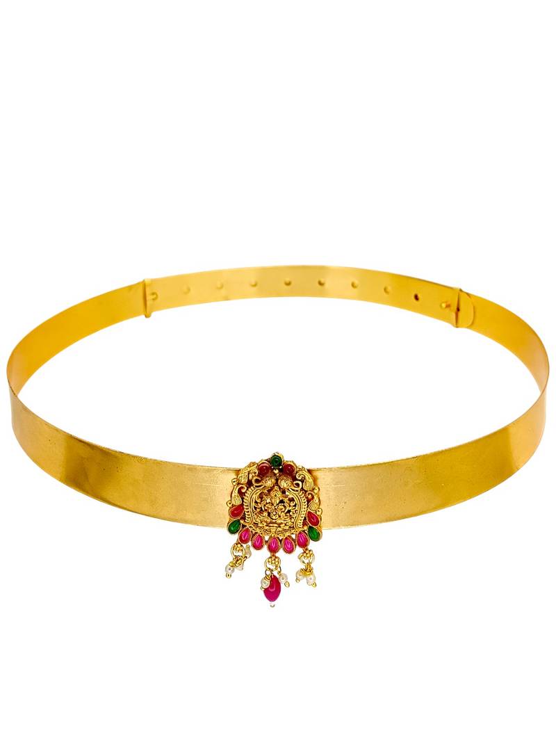 Gold plated temple design waist belt