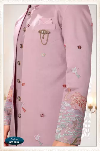 Mens's pink silk thread and sequence embroidery all over  indo-western