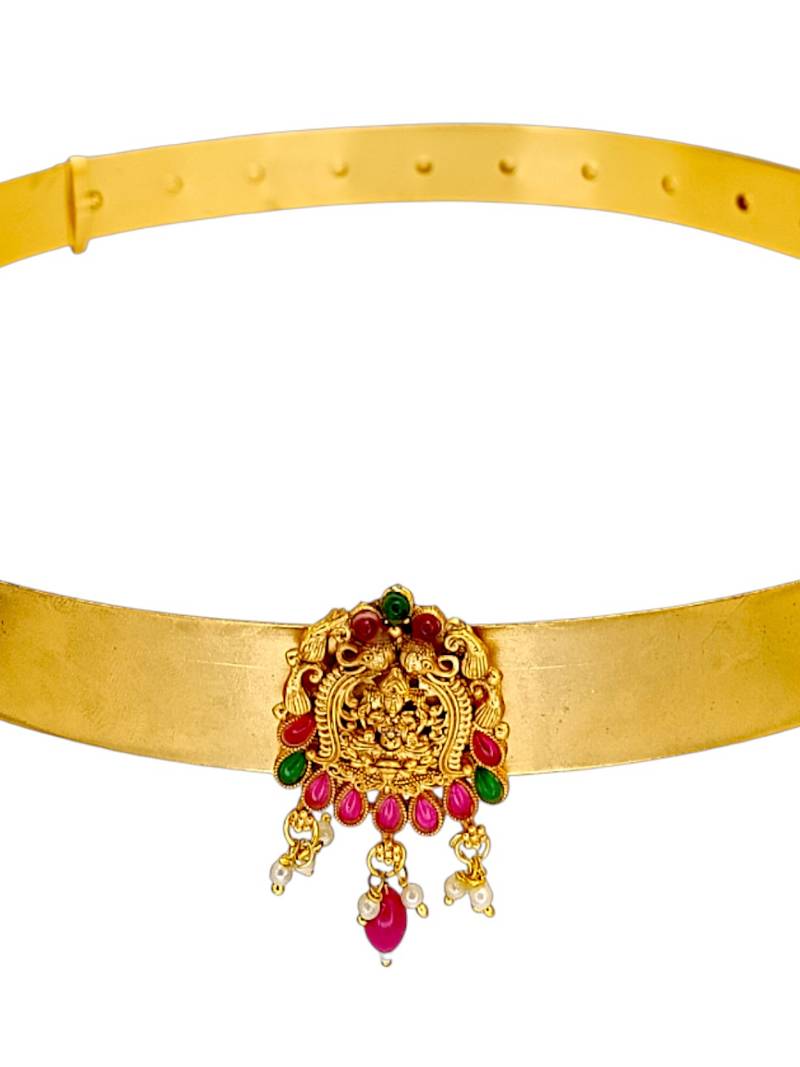 Gold plated temple design waist belt