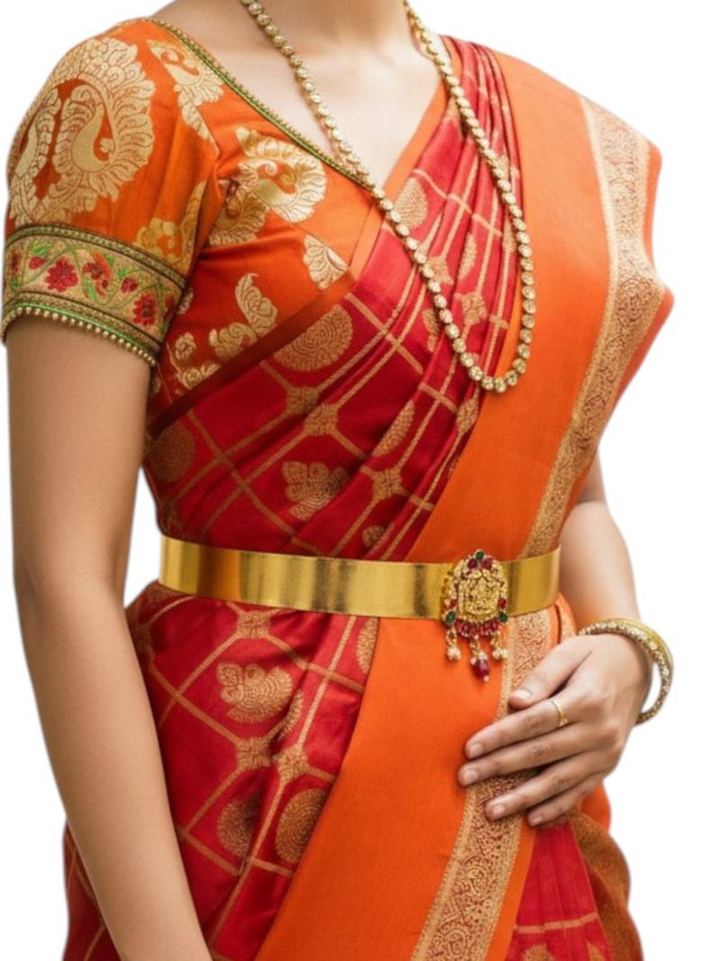 Gold plated temple design waist belt