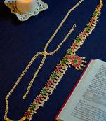 Gold plated multicolor floral design kamarbandh