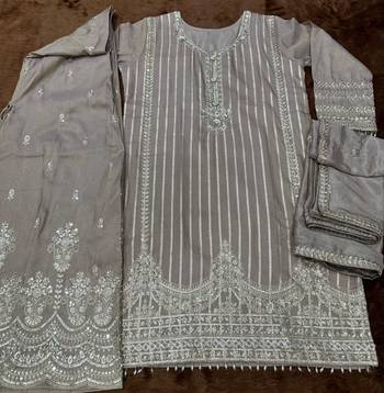 peach shimmer silk sharara suit -Full Stitched Free size 3