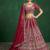 red dori embroidered satin bridal lehenga set choli with dupatta