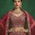 red dori embroidered satin bridal lehenga set choli with dupatta