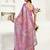 Dusty wine linen floral & striped printed ready to wear saree