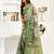 Green linen floral & ethnic motifs printed ready to wear saree