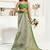 Green linen floral & ethnic motifs printed ready to wear saree