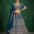 blue sequins embroidered satin bridal lehenga set choli with dupatta