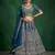 blue sequins embroidered satin bridal lehenga set choli with dupatta