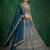 blue sequins embroidered satin bridal lehenga set choli with dupatta