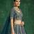 blue sequins embroidered satin bridal lehenga set choli with dupatta