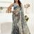  dusty brown linen floral & ethnic motifs printed ready to wear saree