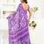 Purple linen  floral and bird motifs printed ready to wear saree