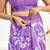 Purple linen  floral and bird motifs printed ready to wear saree