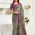 Multicoloured linen ikkat & floral printed ready to wear saree