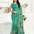 Rama green linen floral printed ready to wear saree