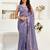 Lavender linen striped printed ready to wear saree