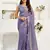 Lavender linen striped printed ready to wear saree