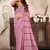 Coral pink linen paisley & geomatric printed ready to wear saree