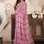 Coral pink linen paisley & geomatric printed ready to wear saree