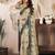 Beige linen floral printed ready to wear saree